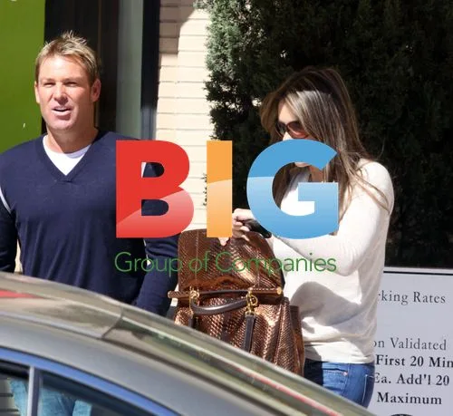 Liz Hurley and Shane Warne shopping in Beverly Hills