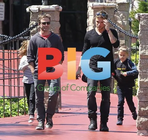 Ryan Phillippe with kids and friend at Castle Park