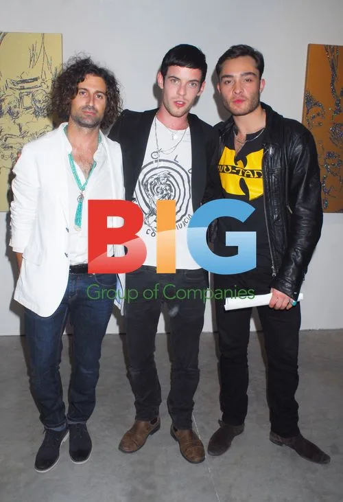Todd Treadaway, Luke Treadaway and Ed Westwick at art exhibition