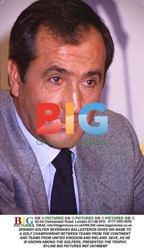 Golfer Severiano Ballesteros Presenting Trophy