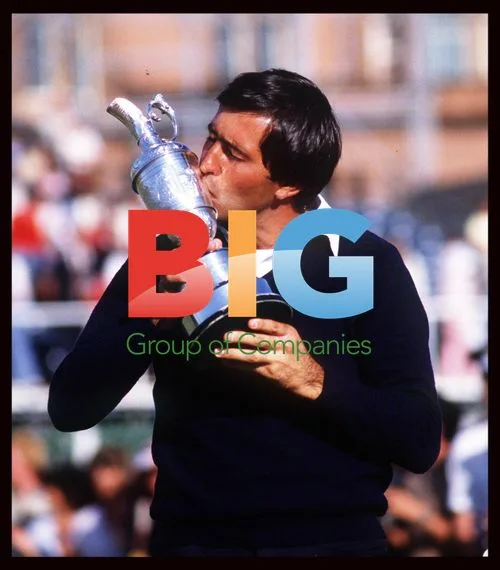 Severiano Ballesteros celebrates Open Trophy win