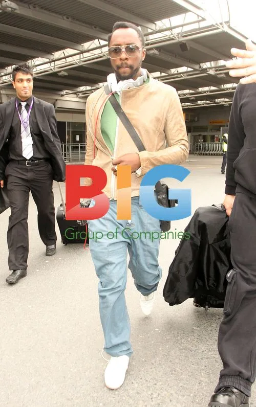 will.i.am of Black Eyed Peas at Heathrow Airport