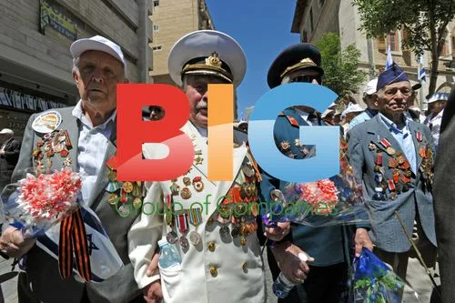 Russian WWII Veterans March in Jerusalem
