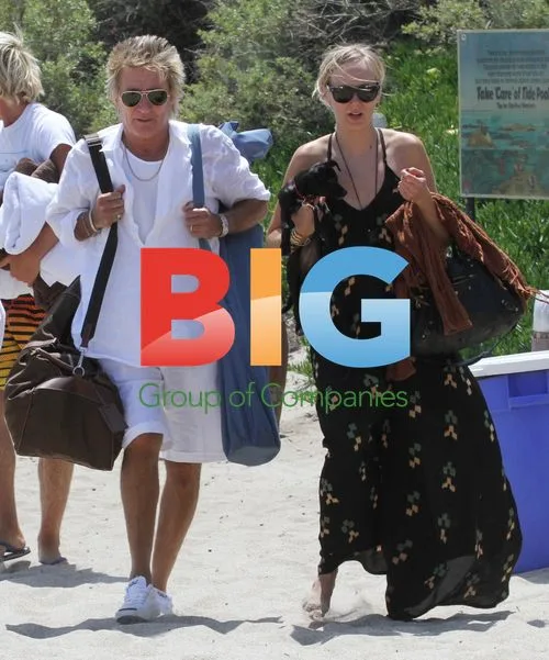 Rod Stewart and Family at Beach