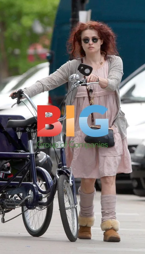 Helena Bonham Carter on Tricycle in London