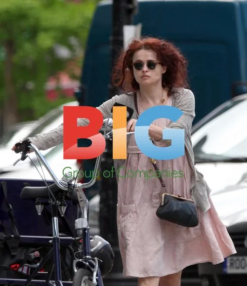 Helena Bonham Carter on Tricycle in London