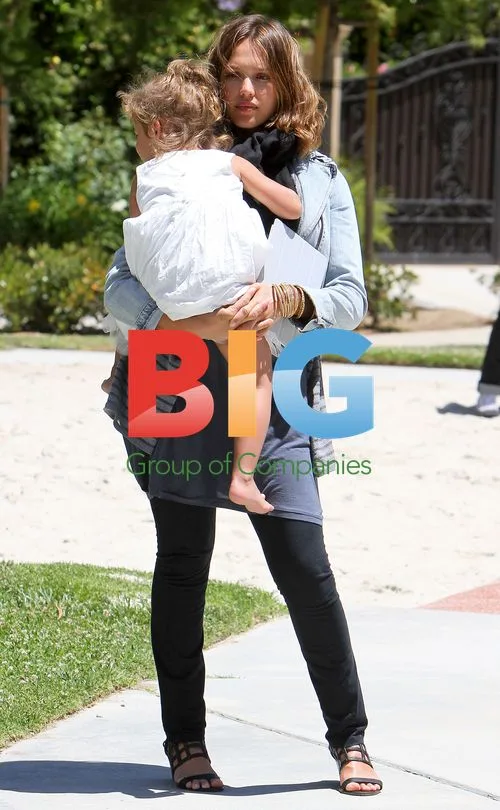 Jessica Alba with daughter at Beverly Hills park