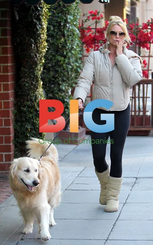 Nicollette Sheridan Walking Dog in Beverly Hills