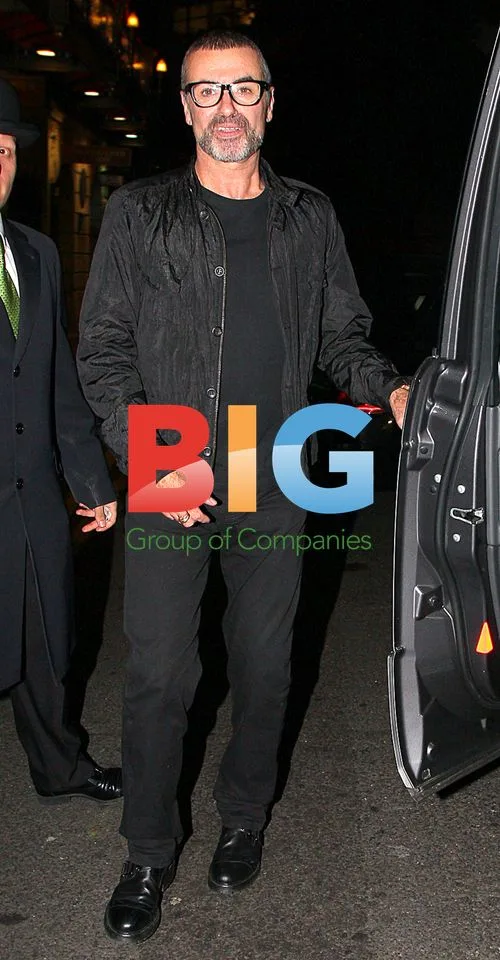 George Michael and Kenny Goss leaving the Ivy