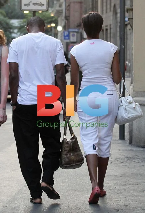 Samuel Eto'o and wife Georgette strolling in Milan