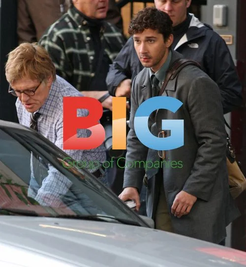 Shia LaBeouf and Robert Redford on set