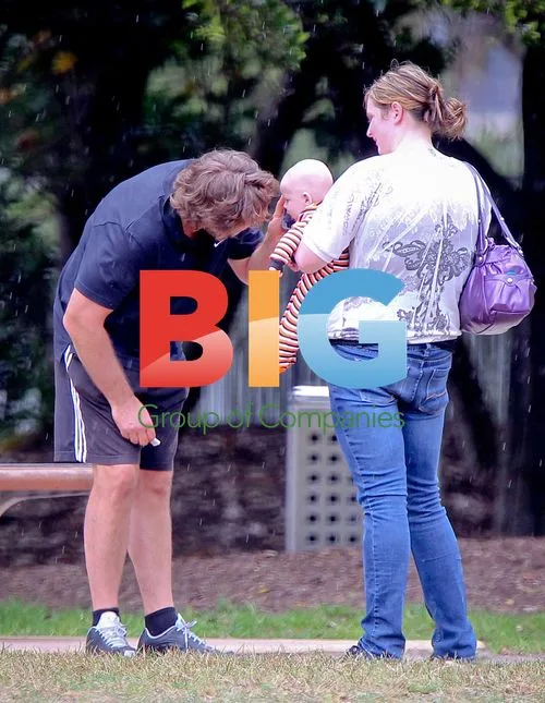Russell Crowe and sons at the park