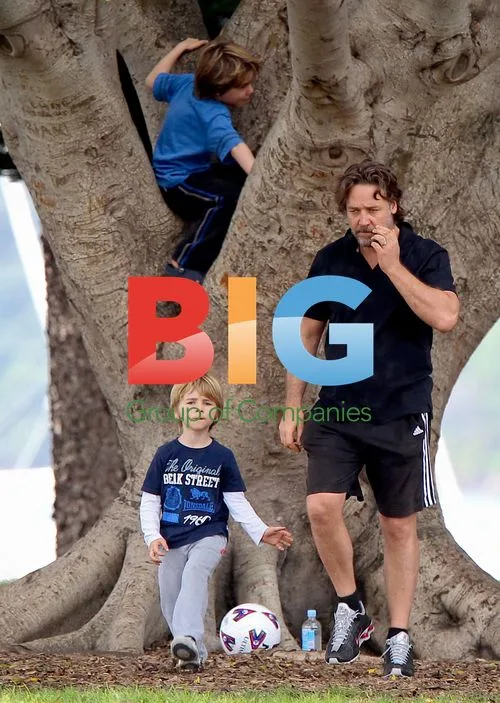Russell Crowe with Sons at the Park