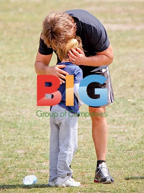 Russell Crowe and sons at the park