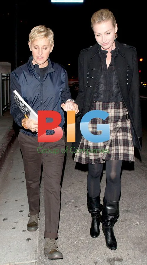 Ellen DeGeneres and Portia De Rossi walk in LA