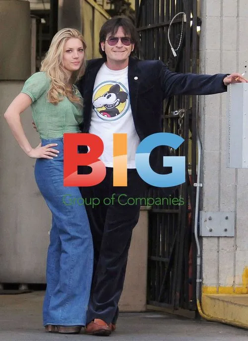 Charlie Sheen and Katheryn Winnick on film set