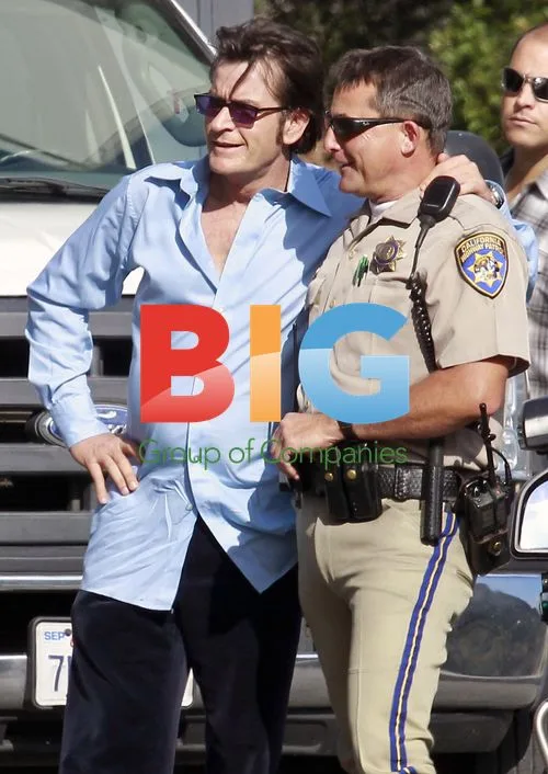 Charlie Sheen Filming with Katheryn Winnick