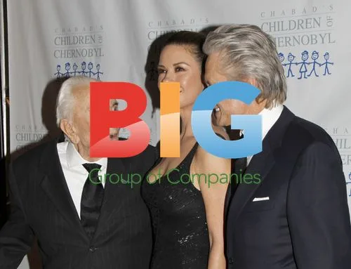 Kirk Douglas, Michael Douglas and Catherine Zeta Jones at Chernobyl Gala