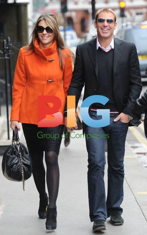 Elizabeth Hurley and Shane Warne Lunch in London