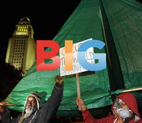 Occupy LA protesters outside City Hall