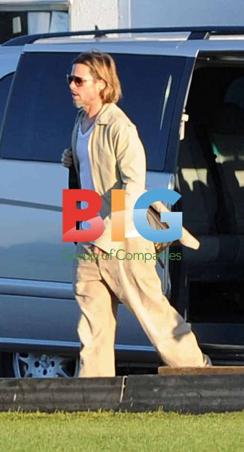 Brad Pitt Leaving by Helicopter