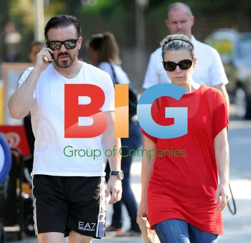 Ricky Gervais and Jane Fallon Out in London