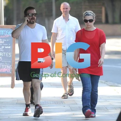 Ricky Gervais and Jane Fallon Out in London