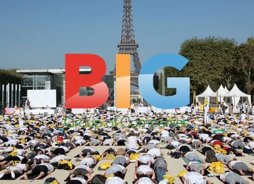 Giant Yoga Session Near Eiffel Tower