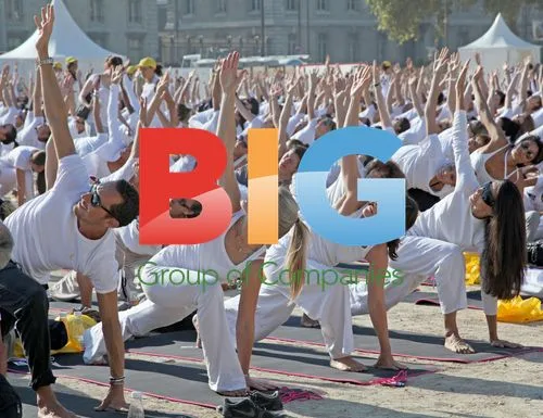 Giant Yoga Class Near Eiffel Tower