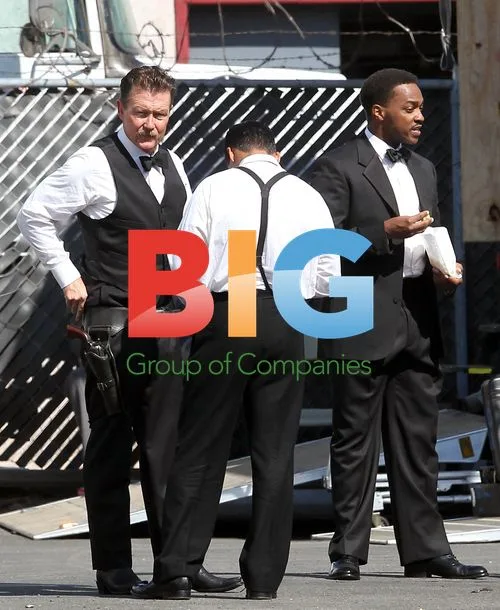 Robert Patrick, Anthony Mackie, and Michael Pena on Gangster Squad set