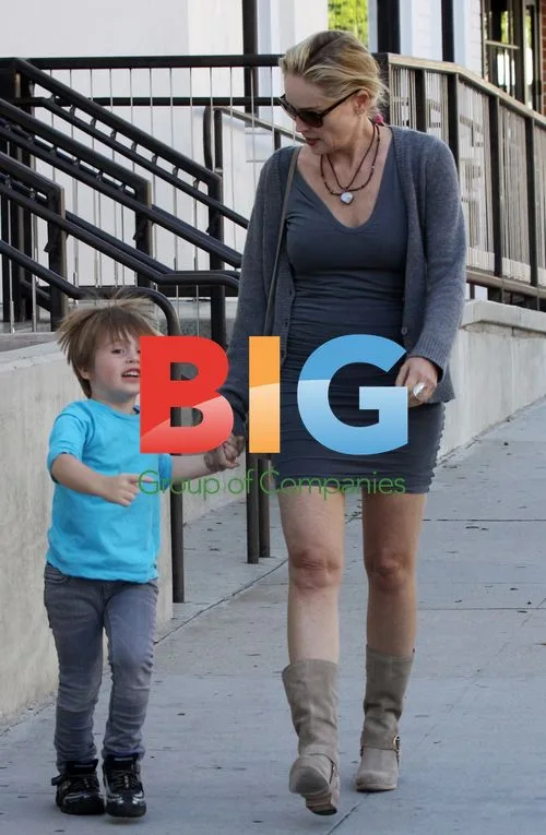 Sharon Stone Strolls in LA with Son