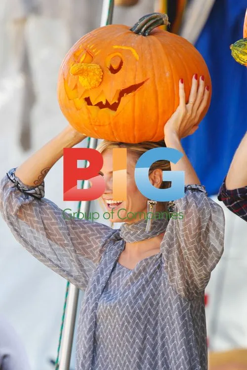 Heidi Klum Poses with Pumpkins at Patch
