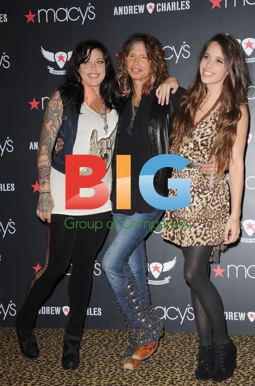 Steven Tyler with daughters at fashion line launch