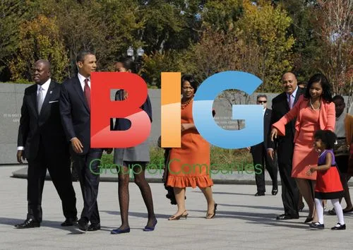 Obama and family at MLK memorial dedication