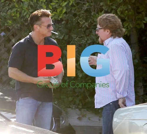 Sean Penn Smoking with Friend After Lunch