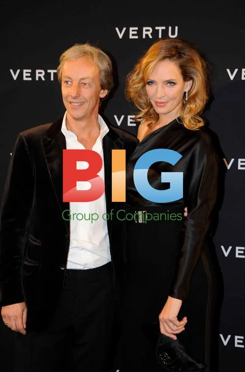 Uma Thurman and Perry Oosting at Vertu Launch
