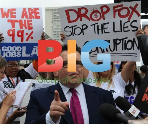 British MP Tom Watson protests at Fox Studios