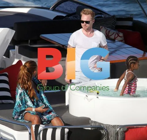 Ronan Keating, Mel B, and family on yacht in Sydney