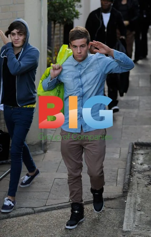 Andy Merry and Frankie Cocozza arrive for X Factor rehearsals