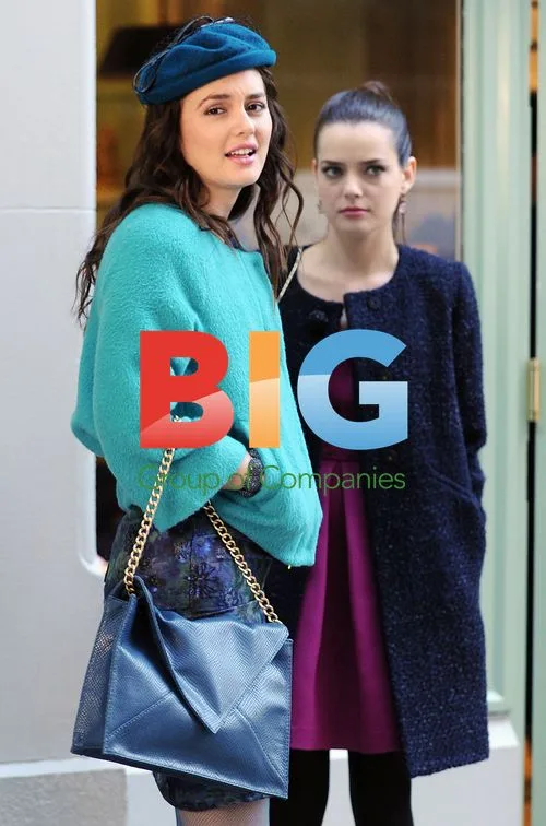 Actresses Leighton Meester and Roxane Mesquida on Gossip Girl set
