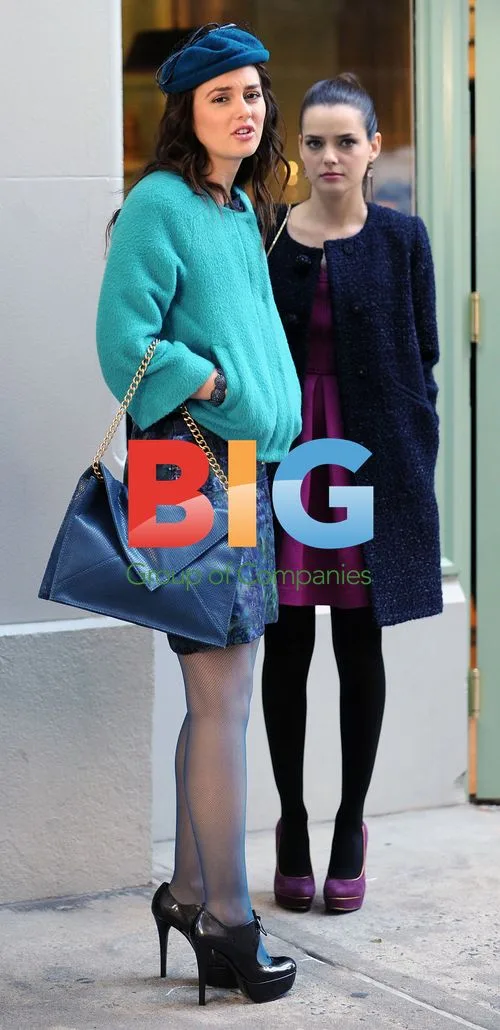 Leighton Meester and Roxane Mesquida on Gossip Girl Set