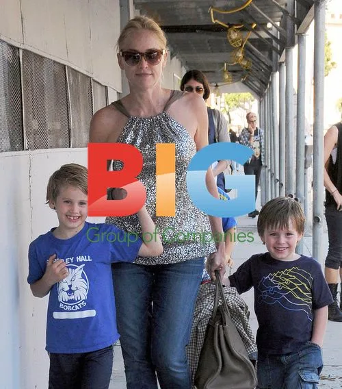 Sharon Stone with sons at Pinkberry