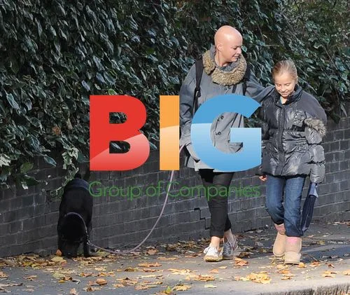 Gail Porter and Daughter Walking Dog