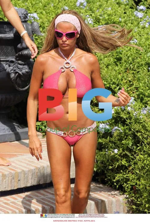 Katie Price in Pink Bikini in Spain