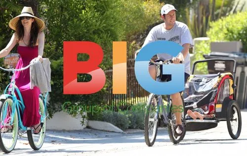 Adam Sandler and family bike in Malibu