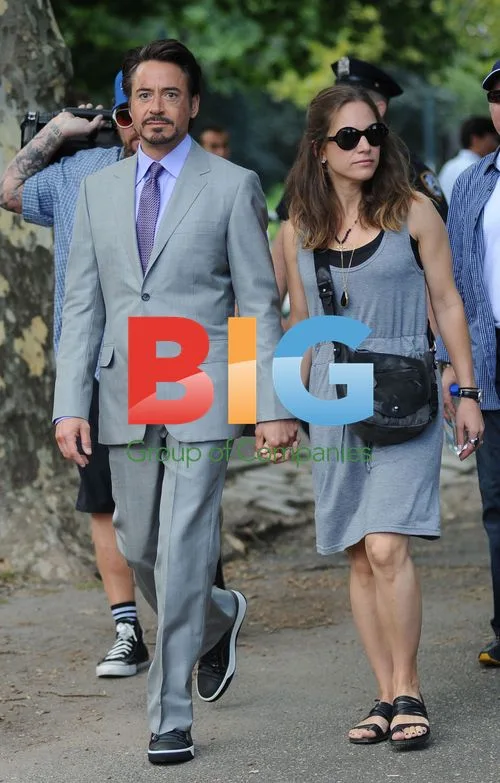 Robert Downey Jr. and Susan Levin on Avengers Set