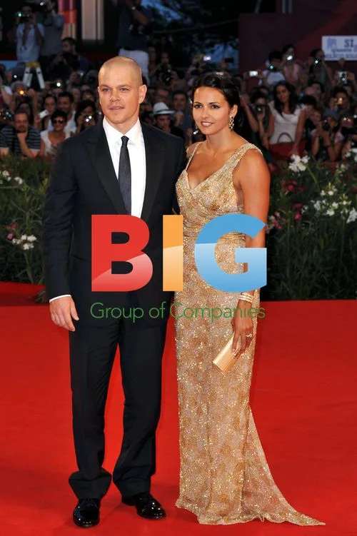 Matt Damon & Luciana Barroso at Contagion Premiere