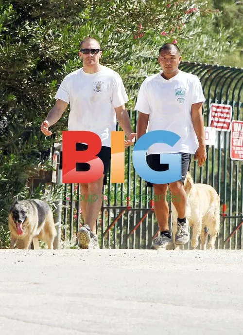 Jake Gyllenhaal Hiking with Dogs