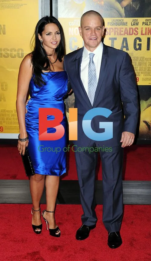 Matt Damon and Luciana Barroso at 'Contagion' Premiere