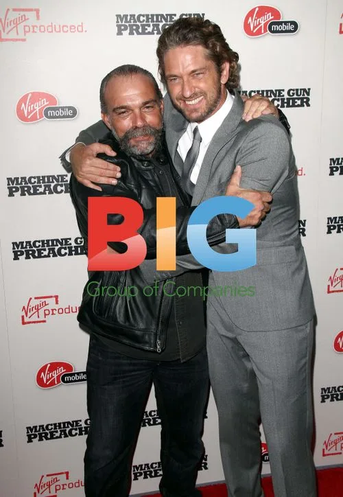 Gerard Butler and Sam Childers at Machine Gun Preacher premiere